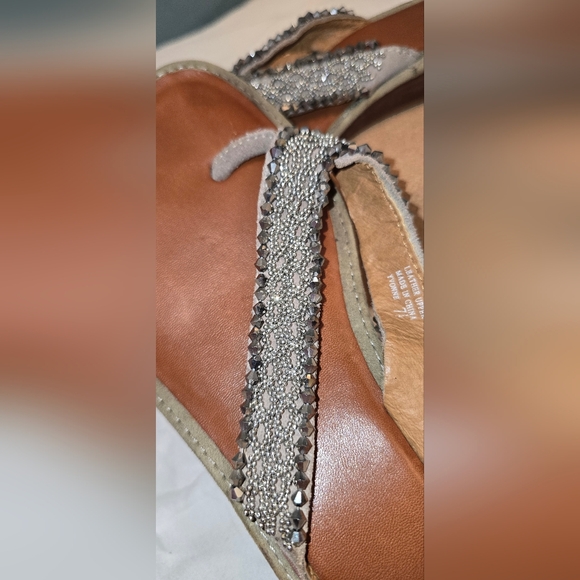 Yellowbox Beaded Gray Taupe Sandals - Picture 2 of 2